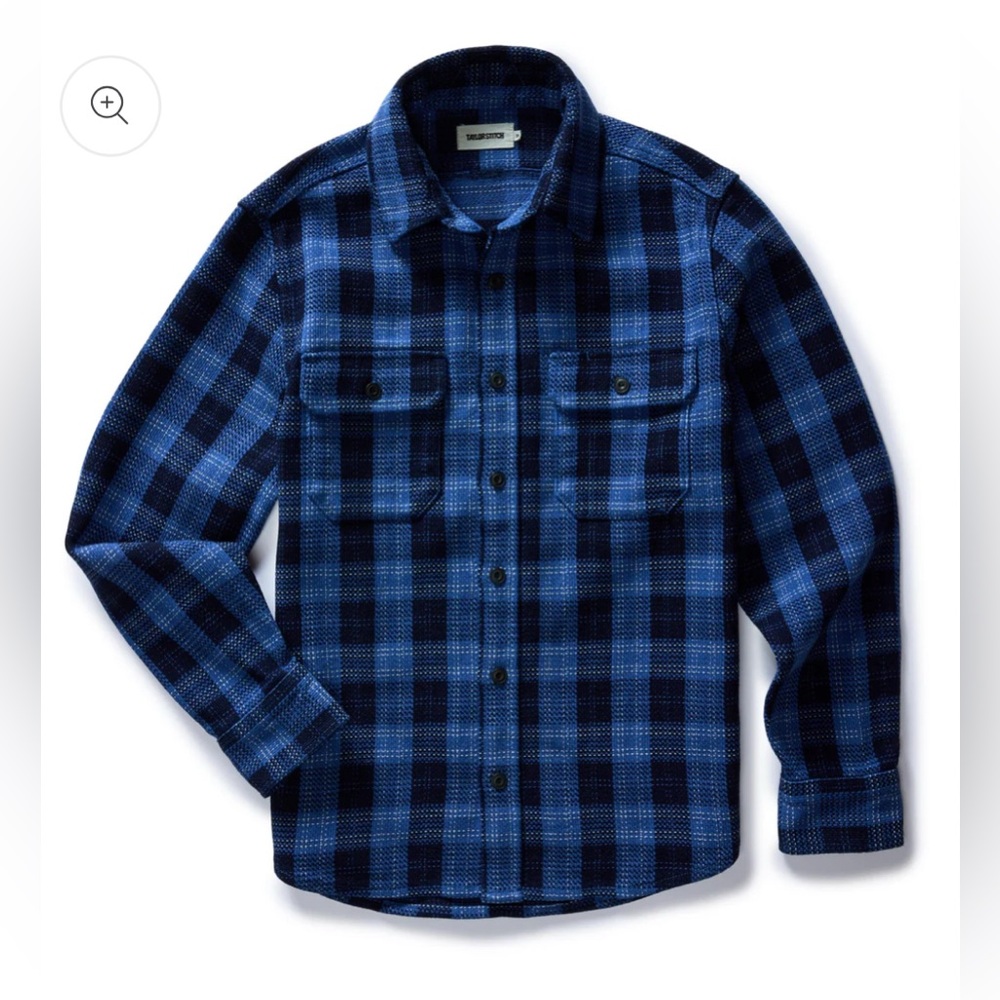 Taylor Stitch Blue and Navy Plaid Casual Button-Down Shirt